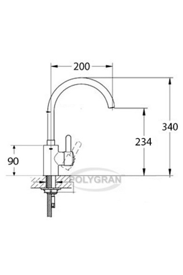 Смеситель высокий излив Элара №16 черный
