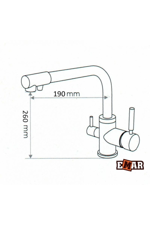 Смеситель высокий излив 3003 PVD золото EMAR
