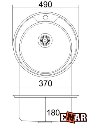 Мойка врезная из нержавеющей стали d490*180*0,8мм EMAR