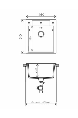 Мойка мраморная Argo 460 №16 черный 460*510*200мм