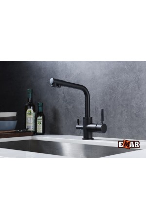 Смеситель высокий излив черный 3003N black EMAR