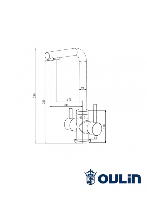 Смеситель высокий излив OL-8021 сатин Oulin