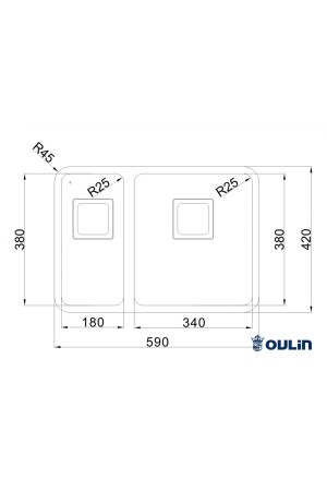 Мойка врезная из нержавеющей стали OL-0369R 590*420*180*1,0мм Oulin