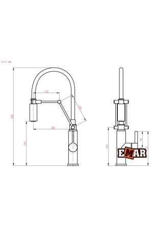 Смеситель высокий излив ECB-7012 черный EMAR