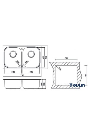 мойка Oulin нерж.сталь OL-S8905 780x470 мм*1,0