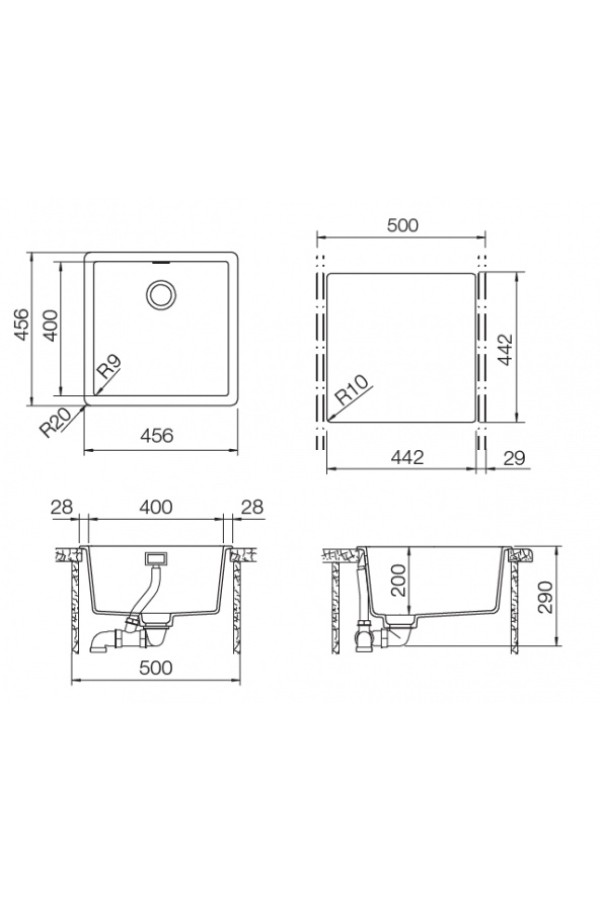 SCHOCK мойка кварцевая Brooklyn 50 Cristalite 456х456 альпина
