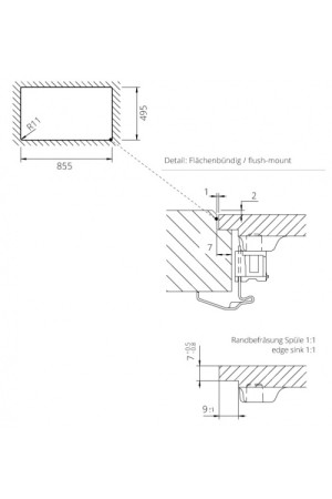 SCHOCK мойка кварцевая Waterfall 45D  Cristadur 500*860 магма (в уровень со столешницей)