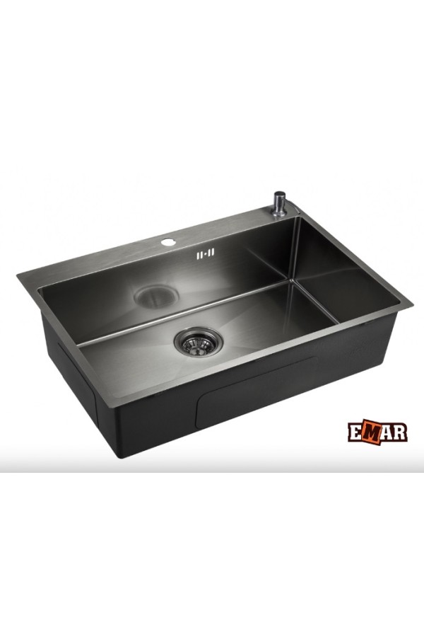 Мойка из нержавеющей стали PVD ЕМВ-125А 740мм*500мм*200мм*1мм  Dark универсальный монтаж EMAR