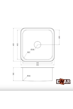 мойка EMAR PVD ЕМВ-127А Nano dark универс. монтаж 450*450*180*0,8