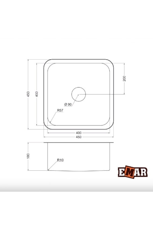 мойка EMAR PVD ЕМВ-127А Nano dark универс. монтаж 450*450*180*0,8