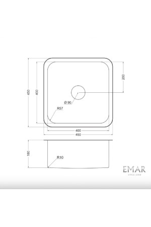 мойка EMAR PVD ЕМВ-127А Nano golden универс. монтаж 450*450*180*0,8