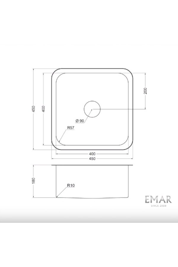 мойка EMAR PVD ЕМВ-127А Nano golden универс. монтаж 450*450*180*0,8