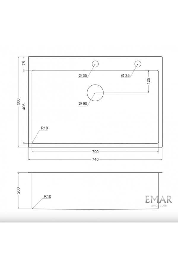 мойка EMAR PVD ЕМВ-125A PVD Nano Coppery универс. монтаж 740*500*200*1