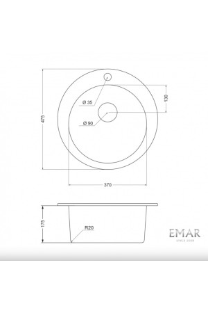 мойка EMAR EMQ-1475.C Агат d370*475*175мм