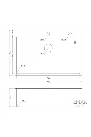 мойка EMB-125A PVD Nano Dark универс. монтаж