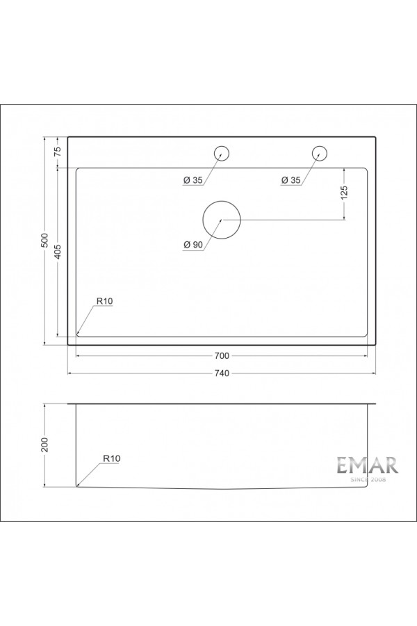 мойка EMB-125A PVD Nano Dark универс. монтаж