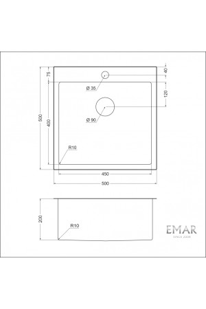 мойка EMB-117A PVD Nano Dark универс. монтаж