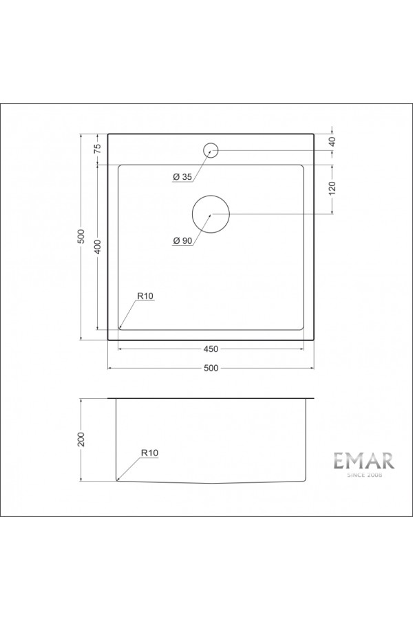 мойка EMB-117A PVD Nano Dark универс. монтаж
