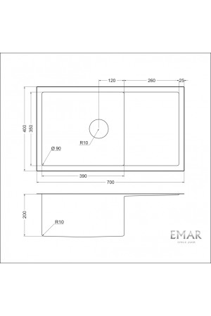 мойка EMAR PVD ЕМВ-124 Nano сатин  универс монтаж 700*400*200