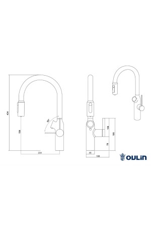 Смеситель высокий излив OL-8018 блэк Oulin
