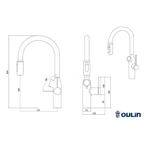 Смеситель высокий излив OL-8018 блэк Oulin