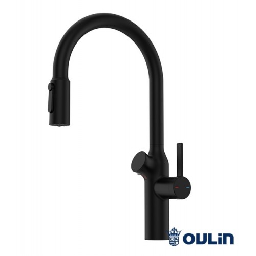 Смеситель высокий излив OL-8018 блэк Oulin