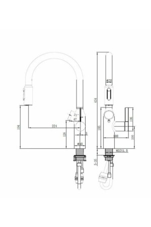 Смеситель высокий излив OL-8018 сатин Oulin