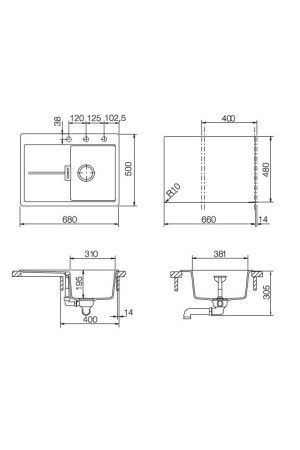 SCHOCK мойка кварцевая Horizont 40D Small Cristadur 500*680 магма