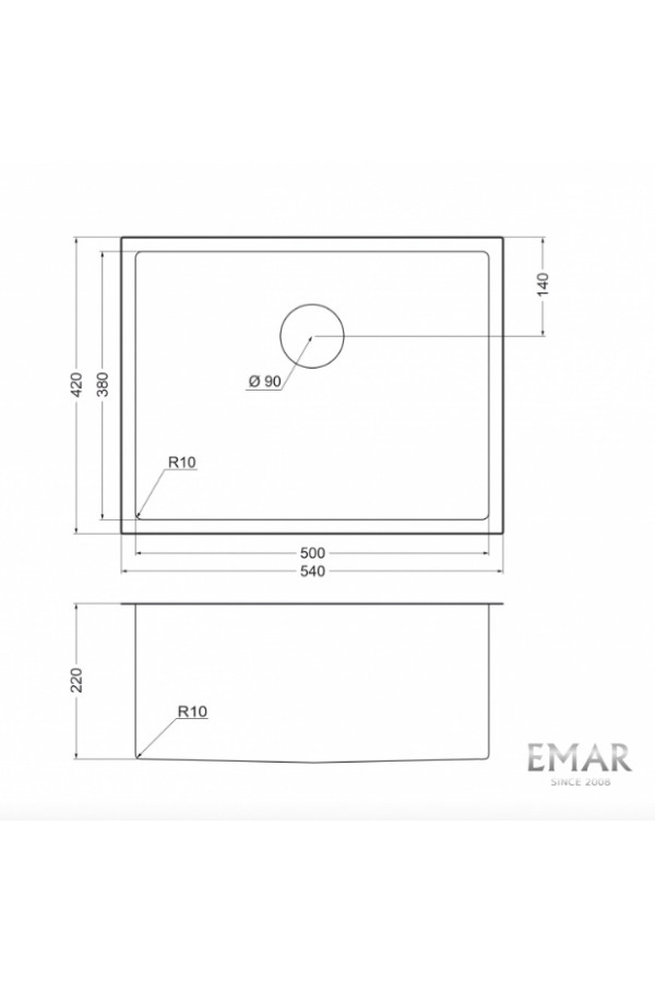 мойка EMAR ЕМВ-123 PVD Nano Golden универс. монтаж 540*420*220*1,2