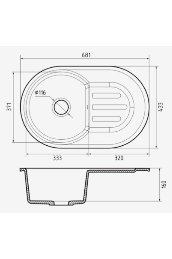 мойка мраморная SMART 685L, песочный, 681*433*160 мм