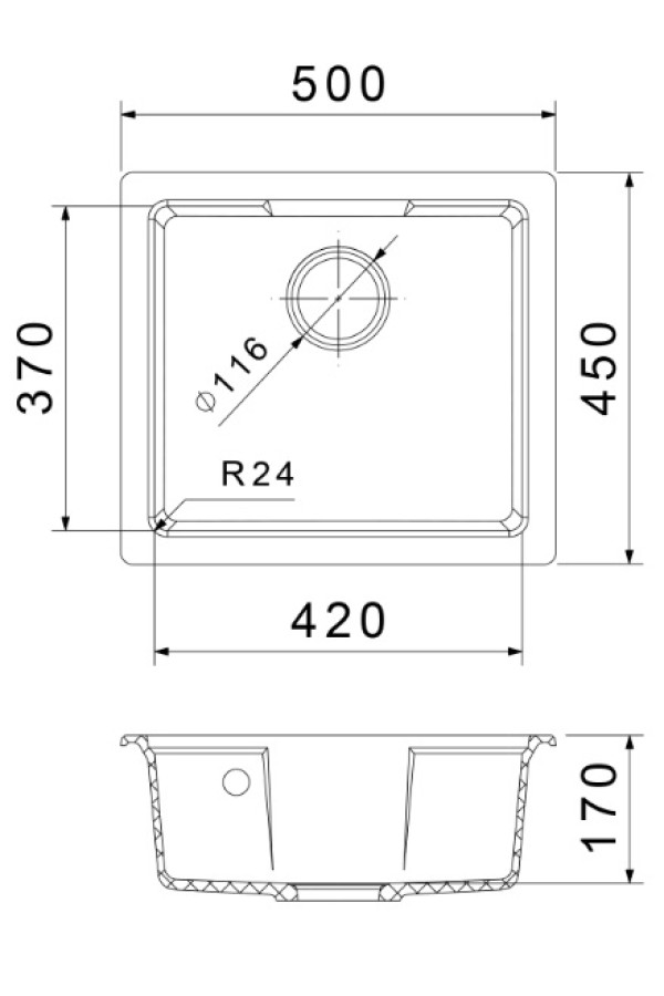 мойка кварцевая URBAN 4550, белый, 500*450*170 мм