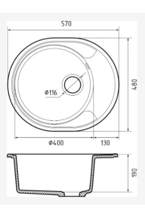 мойка кварцевая URBAN 857L, песочный, 570*480 мм