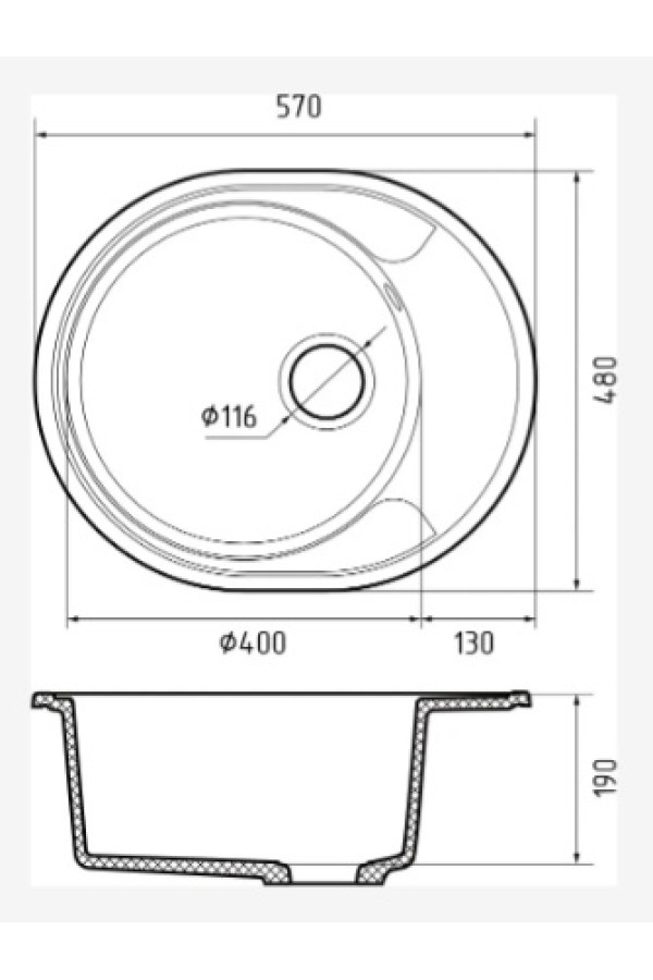 мойка кварцевая URBAN 857L, песочный, 570*480 мм