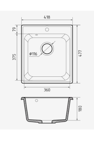 мойка кварцевая QUARZ 17 песочный 418*477*180мм (без сифона)