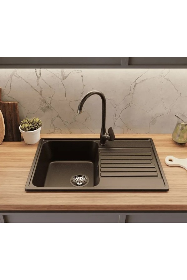 мойка кварцевая QUARZ 78 черный 736*476*180мм(без сифона)