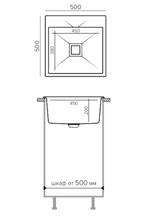 мойка кварцевая Tolero Blade-500 платина, 500*500*200 мм