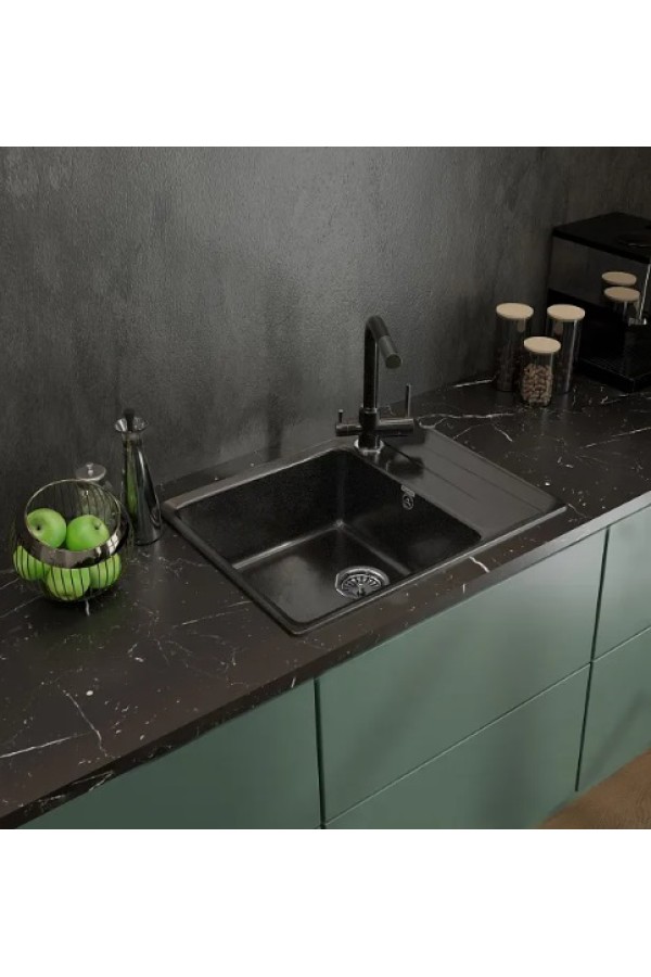мойка мраморная GranFest Level 660L черный 660*500*250 мм