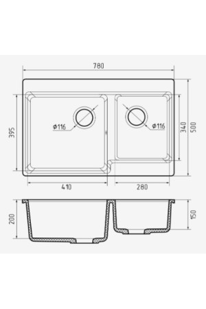 мойка мраморная GranFest Level 780K песочный 780*500*200 мм