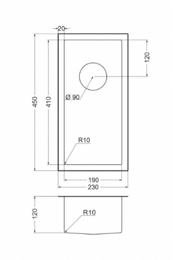 Мойка из нержавеющей стали PVD ЕМВ-126A PVD Nano Satine универс. монтаж 230*450*130*1мм  Dark универсальный монтаж EMAR