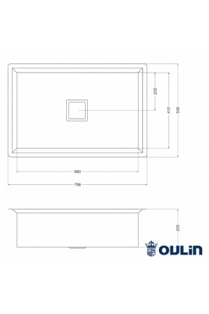Мойка врезная из нержавеющей стали OL-FU113  756*506*205*1,2мм Oulin
