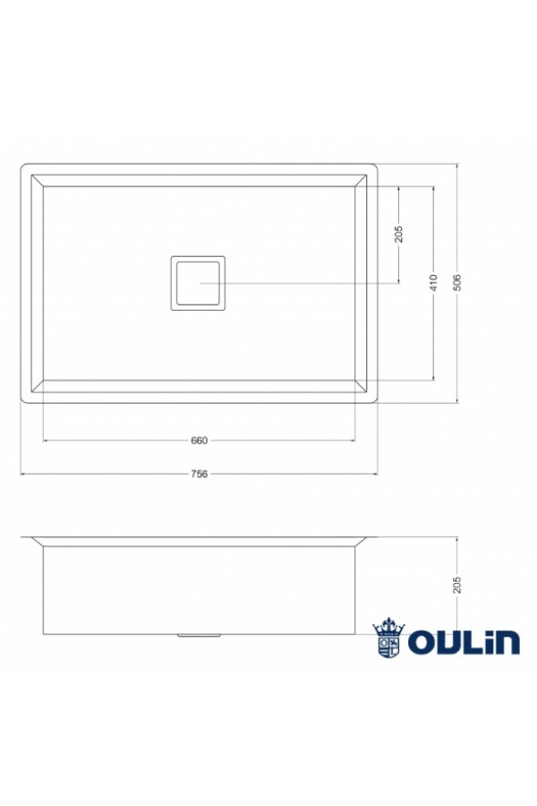 Мойка врезная из нержавеющей стали OL-FU113  756*506*205*1,2мм Oulin