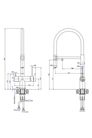 смеситель Rivelato Adria U-образ.серый металлик