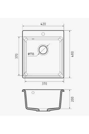 мойка мраморная GranFest Level 420 черный 420*480*200 мм
