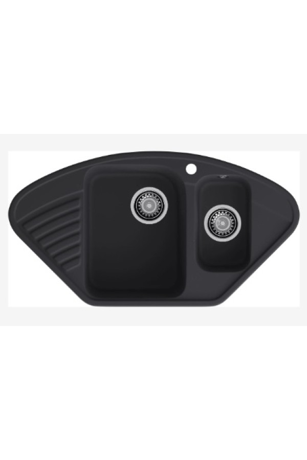 мойка кварцевая угловая GranFest QUARZ 14, черный, 927*497*180 мм(без сифона)