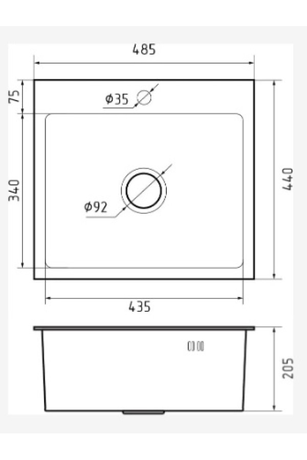 мойка GranFest Metal 4844PVD графит  врезная 485*440*215*1мм