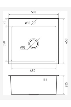 мойка GranFest Metal 5045PVD графит врезная 500*450*215*1мм
