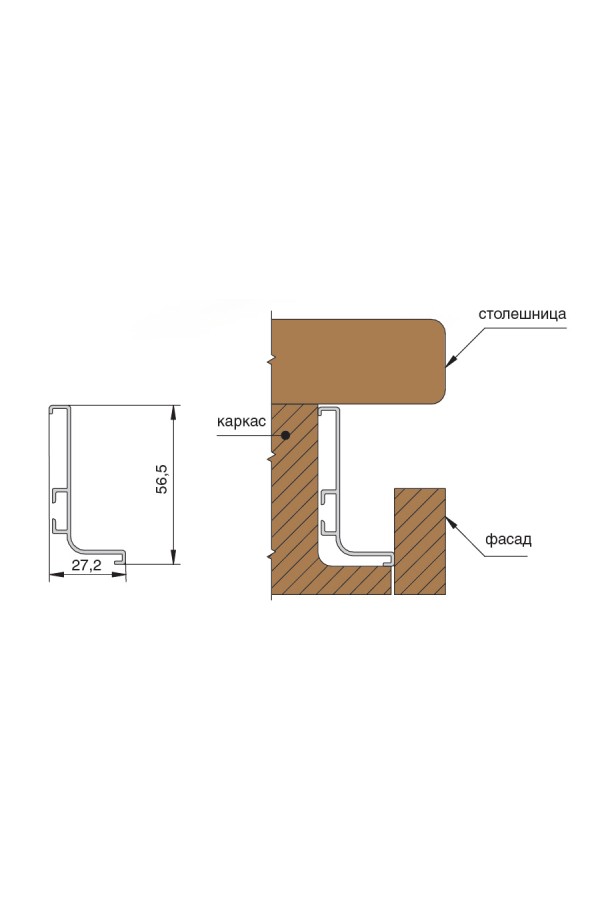 Ручка-профиль Г-образная 4050мм черная