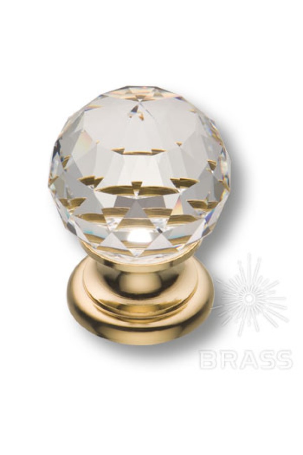 Ручка мебельная кнопка с кристаллами Swarovski эксклюзивная коллекция золото 9932-100 Brass