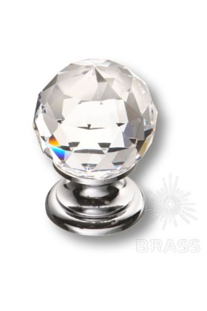 Ручка мебельная кнопка с кристаллами Swarovski эксклюзивная коллекция хром 9932-400 Brass