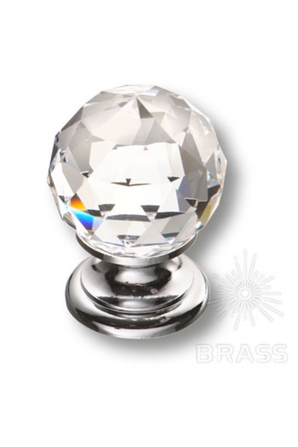 Ручка мебельная кнопка с кристаллами Swarovski эксклюзивная коллекция хром 9932-400 Brass